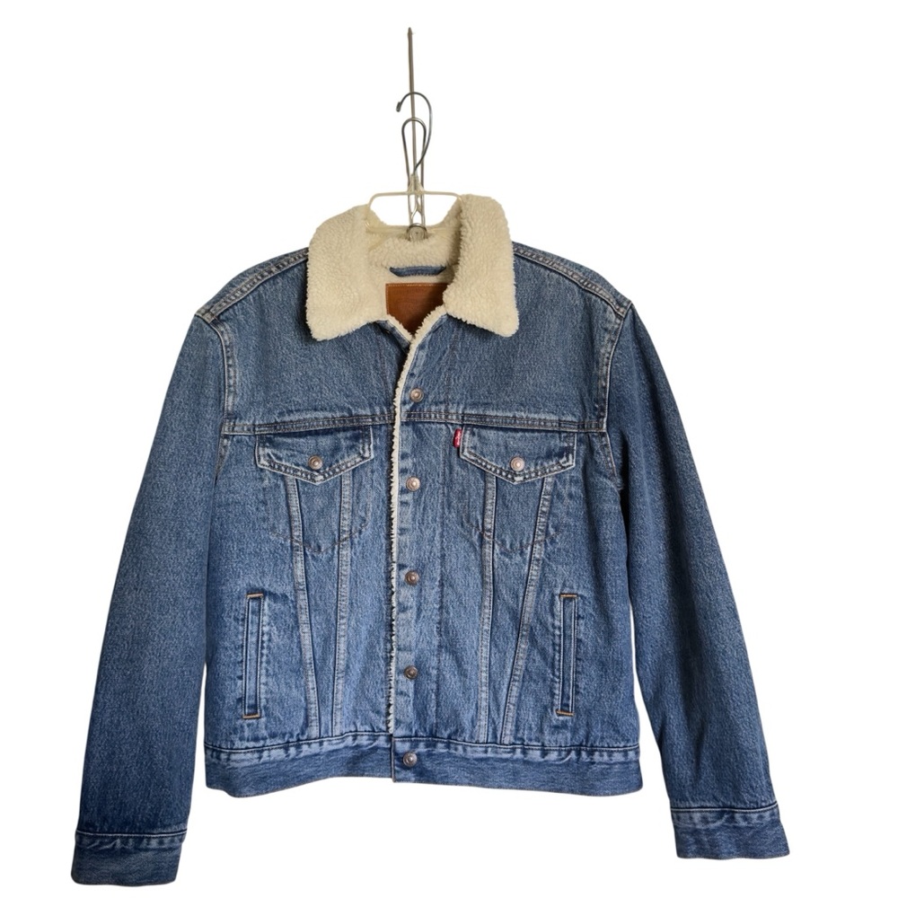 Levi's Blue Denim Jacket with Cream Sherpa Collar